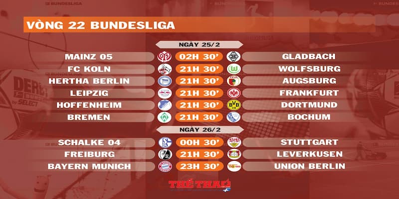 Lịch thi đấu Bundesliga Lịch thi đấu giúp người chơi chủ động