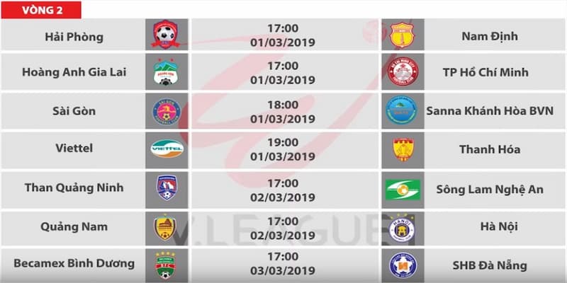 Lịch thi đấu V-League Tối ưu hóa thời gian theo dõi